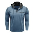 thumbnail image 5 of ZCFZJW Fashion Hoodie T-Shirts for Men Lightweight Casual Fall Long Sleeve Drawstring 1/4 Button up Henley Shirts Basic Athletic Hooded Tops with Pockets Light Blue L, 5 of 8