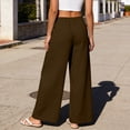 thumbnail image 4 of Diufon Wide Leg Linen Pants for Women Spring Summer Button High Waisted Loose Pants Casual Vacation Beach Trousers with Pockets, 4 of 9