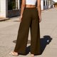 thumbnail image 5 of Neewe Women's Wide Leg Pants with Pockets - Casual Loose Button Waist Trouser Pants Sweatpants Palazzo Lounge Pants, 5 of 8