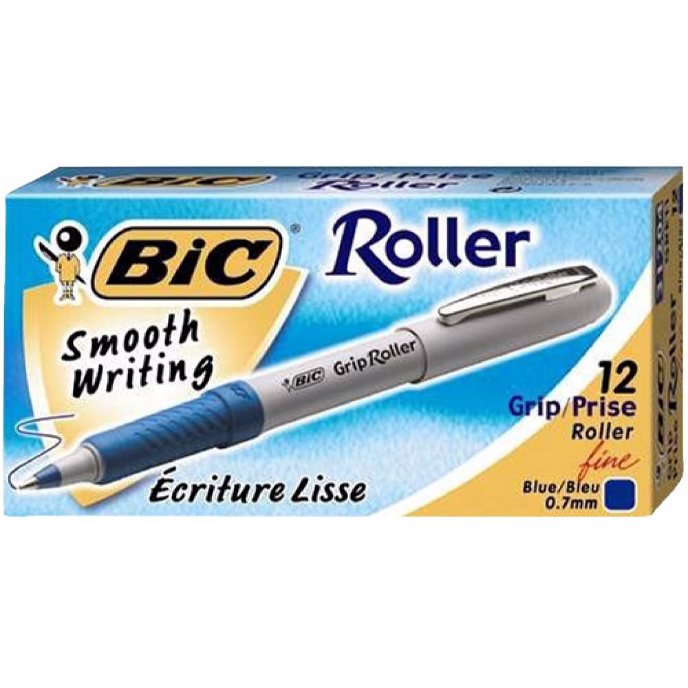 BIC 077377 Grip Roller Ballpoint Pen With Metal Clip, 0.7 Mm. Fine Tip