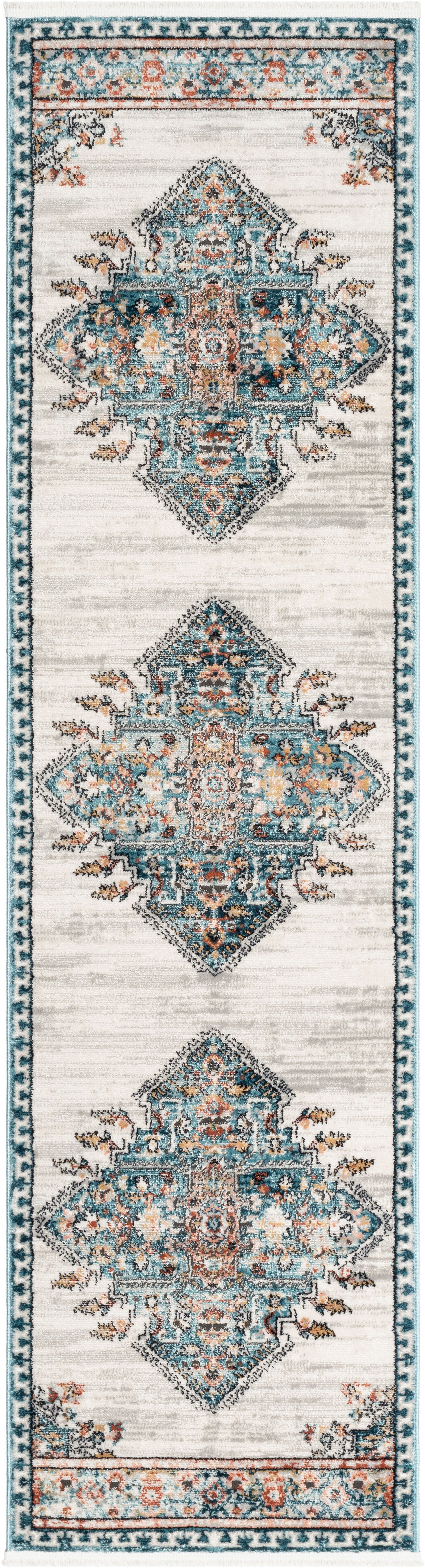 Well Woven Indira Manor Vintage Bohemian Medallion Oriental Blue 2'7" x 9'10" Runner Rug