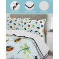 thumbnail image 3 of Twin Quilt Bedding Set, Spring Butterfly Dragonfly Reversible Summer Quilt 3 Pieces, Rustic Botanical Floral Teal Green Lightweight Bedspreads Coverlets with 2 Pillow Shams for All Seasons, 3 of 5