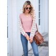 thumbnail image 4 of Womens Long Sleeve Shirts V-Neck Tops Business Casual Blouses Tee Trendy 2025 Fall Fashion Outfits Clothes Pink M, 4 of 8