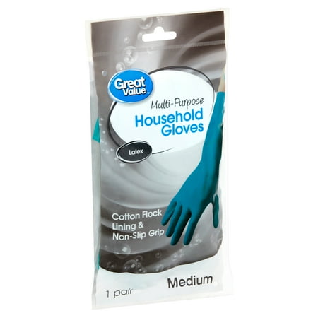 Great Value Latex Multi-Purpose Household Gloves, Medium, 1 pair