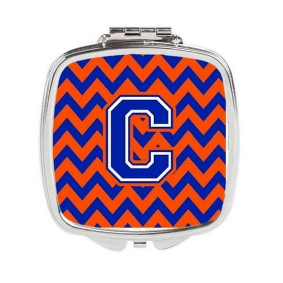 Letter C Chevron Orange & Blue Compact Mirror