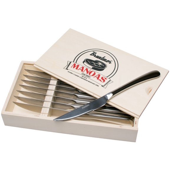 Bruntmor ALBA Ensemble de 8 Couteaux à Steak avec Lames Pleine Soie, Boîte-Cadeau