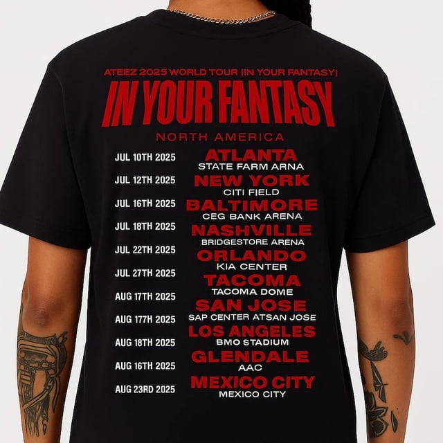 ATEEZ 2025 World Tour Shirt – In Your Fantasy North America Dates Tee | Kpop Concert Merch - As Picture - M