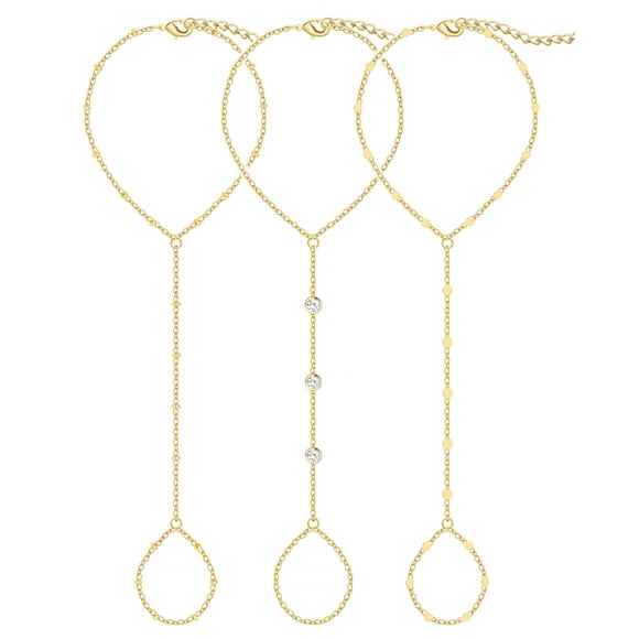 Set de pulseras 17 MILE chapadas en oro de 14K, ajustables, 3 piezas