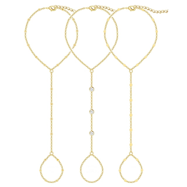 Set de pulseras 17 MILE chapadas en oro de 14K, ajustables, 3 piezas