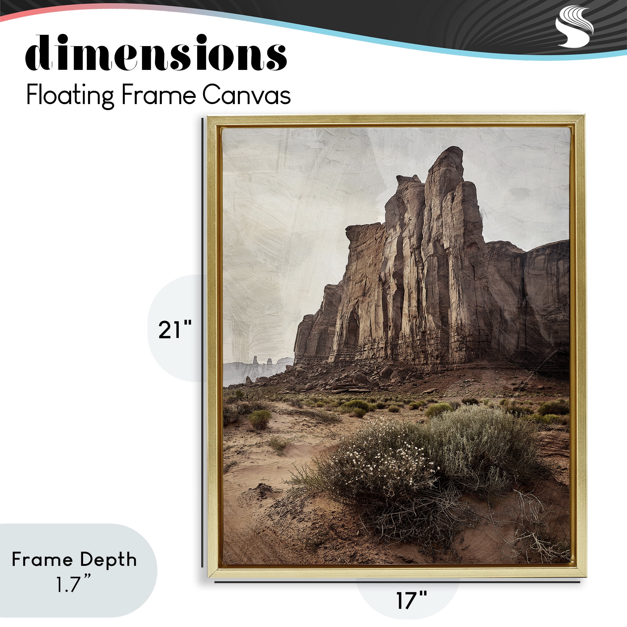 Stupell Industries Desolate Rock View Gold Framed Floater Canvas Wall Art, design by Kim Allen