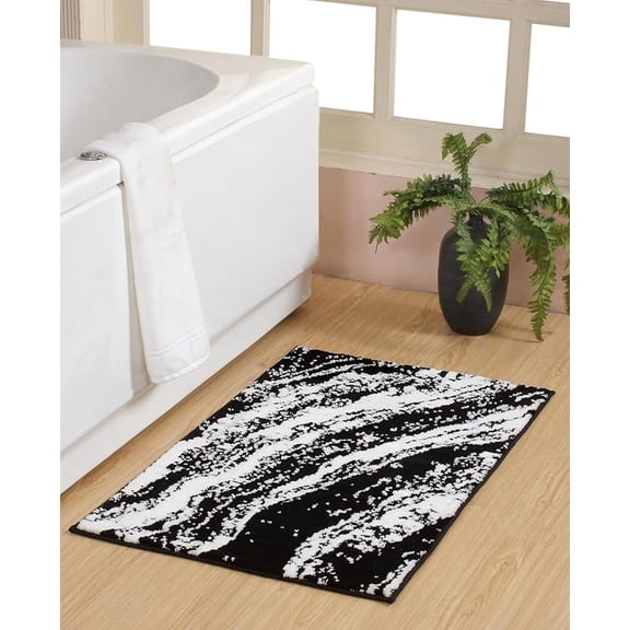 Chesapeake Marble Micro Knitted Bath Rug - 24"X40" - Black