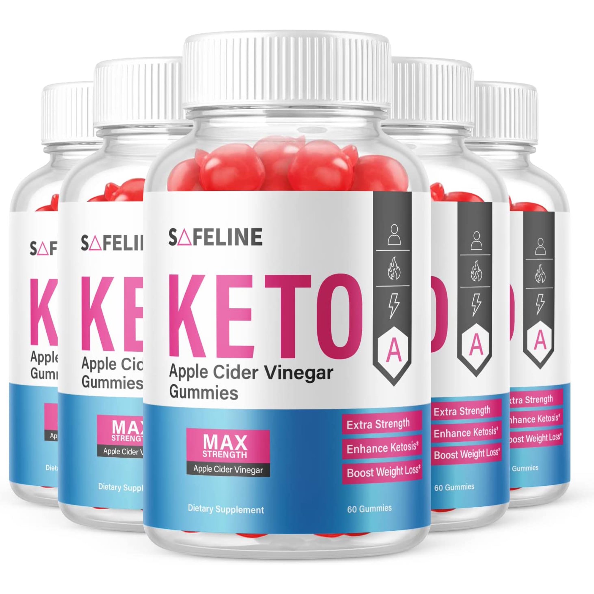 (5 Pack) Safeline Keto ACV Gummies - Supplement for Weight Loss - Energy & Focus Boosting Dietary Supplements for Weight Management & Metabolism - Fat Burn - 300 Gummies