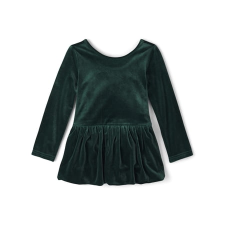 The Children's Place Baby & Toddler Girls Long Sleeve Velour Bubble Dress, Sizes 6M-5T