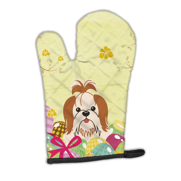 Carolines Treasures BB6087OVMT Easter Eggs Shih Tzu Red White Oven Mitt Large multicolor