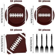 96Pcs Football Theme Party Supplies Disposable Football Party Tableware Set,Dessert Plates,Cups,Napkins for Football Theme Games Day Sports Birthday Decoration
