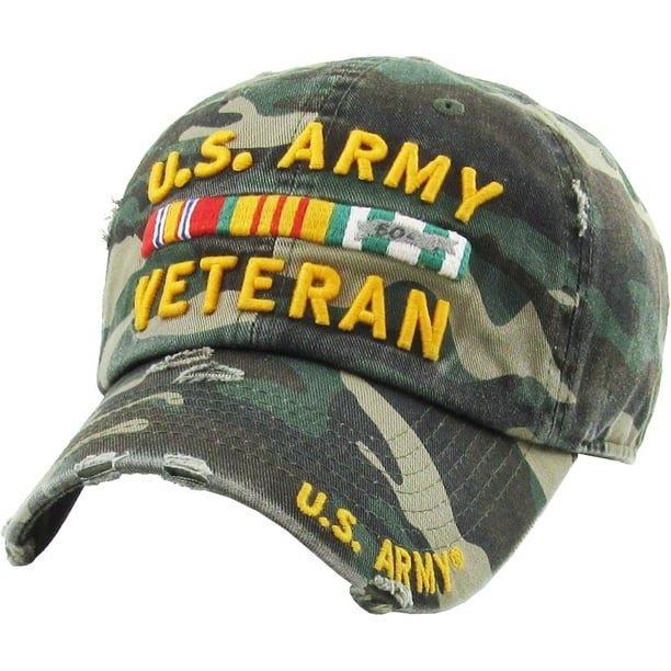 US ARMY VETERAN Vintage Distressed Washed Cotton Baseball Cap