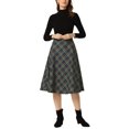 thumbnail image 3 of INSPIRE CHIC Women's Plaid Skirts Belted High Waist A-Line Mid-Length Skirts L Blue Green, 3 of 9