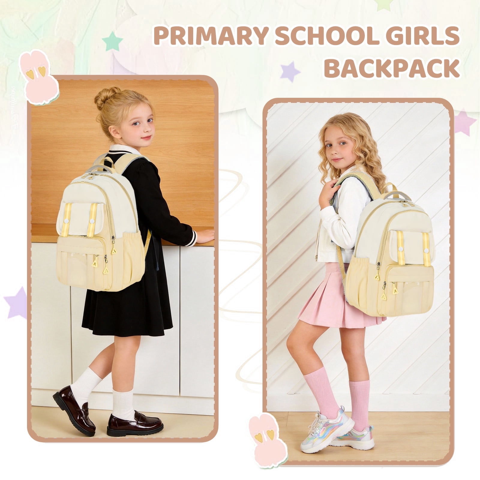 DAKIMOE Kids Backpack, Large Capacity School Bookbag for 15.6 Inch Laptop, Water-Resistant Cute Girl Backpacks for Teen adults, Lightweight Travel Daypack for Middle School College