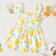 thumbnail image 3 of PatPat Toddler Girl Button Lemon Plaid Flutter-sleeve Dress,Sizes 18M-6Y,One Piece, 3 of 6