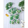 thumbnail image 3 of stylesilove Infant Baby Boys Green Tropical Parrot Print Short Sleeve Romper with Hat 2-Piece Summer Outfit (Green, 3-6 Months), 3 of 9