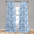 thumbnail image 5 of Ambesonne Paisley Curtains, Ikat Style Watercolor, Pair of 28"x84", White and Blue, 5 of 5
