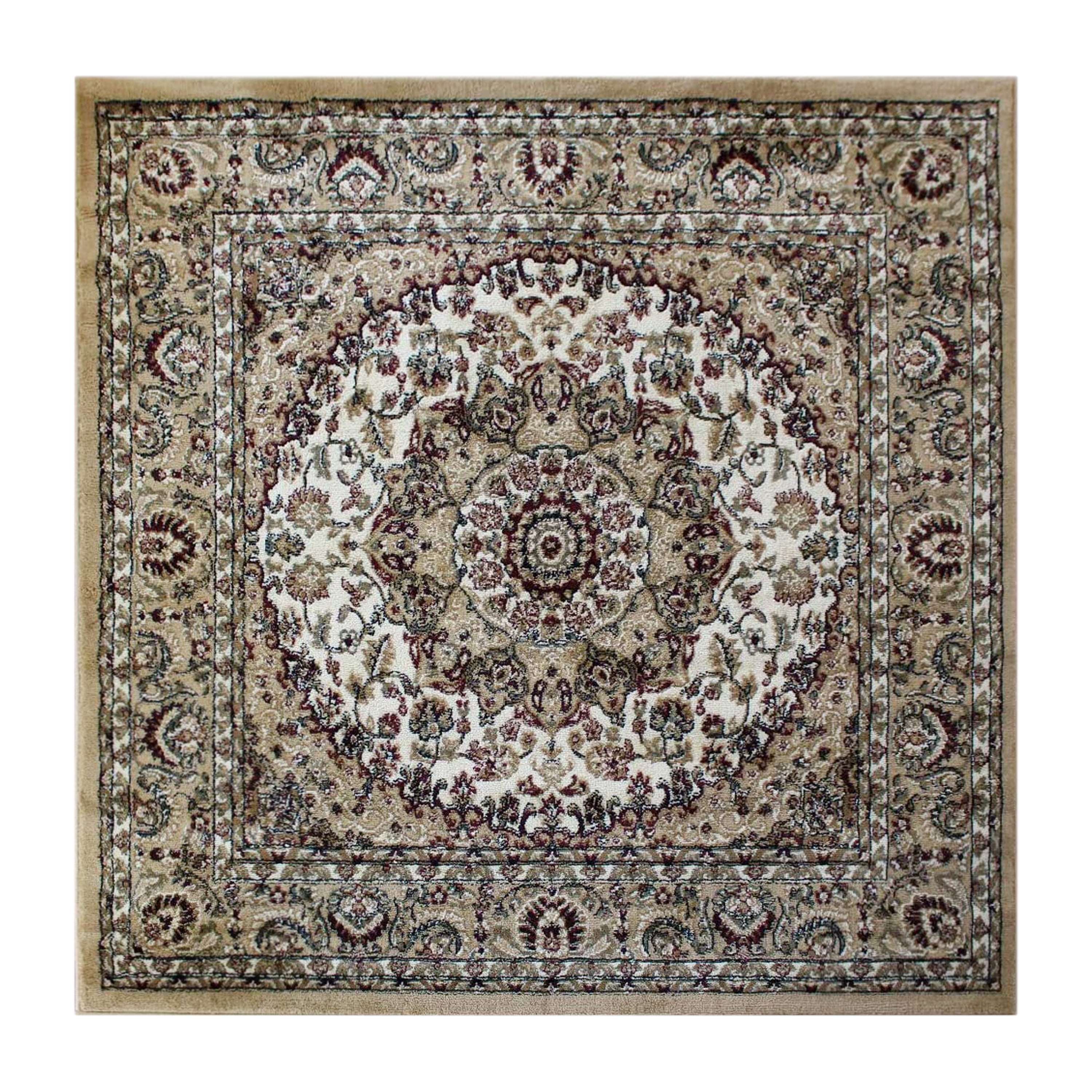 Masada Rugs Traditional Area Rug Design Bellagio 401 (7 Feet 3 Inch X 7 Feet 3 Inch) Square, Ivory