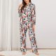 thumbnail image 2 of Balery Modern Life Conjunto de Pijama con Estampado para Mujer, Conjunto de Dos Piezas con Manga Larga, Ropa de Dormir Suave con Bolsillos, Pijamas Cómodos-XX-Large, 2 of 7