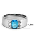 thumbnail image 2 of Mens Ring Silver Stainless Steel Ring withBlue Gem in Sea Blue, 2 of 7