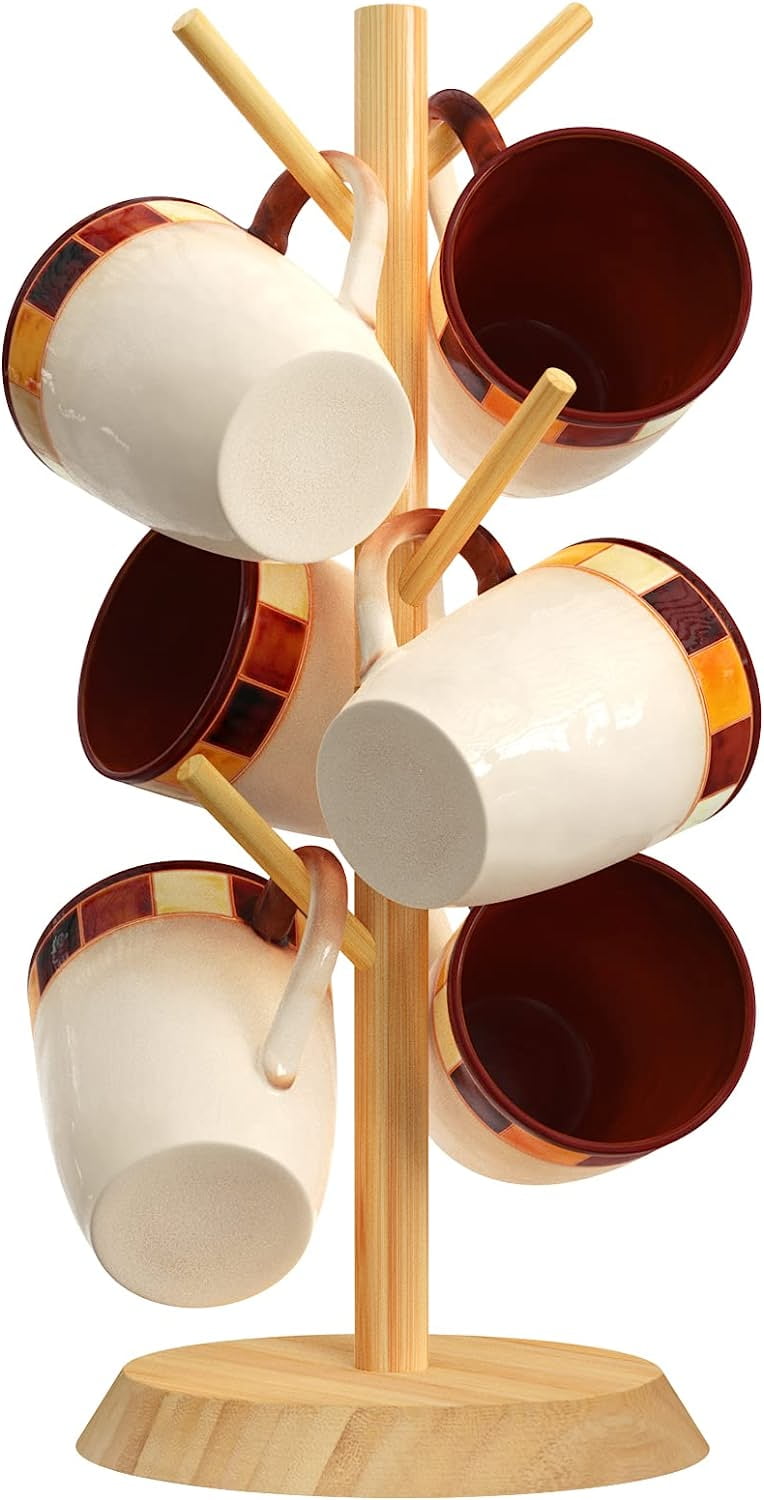 Limei Coffee Mug Holder, Bamboo Coffee Mug Tree, Mug Stand, Mug Rack