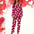 thumbnail image 2 of JSKUMAR Women's Sleepwear Cotton Pj Set Cute Heart Print Long Sleeve Button Down Shirt With Long Pants Pajamas Set (Red-1,2XL), 2 of 6