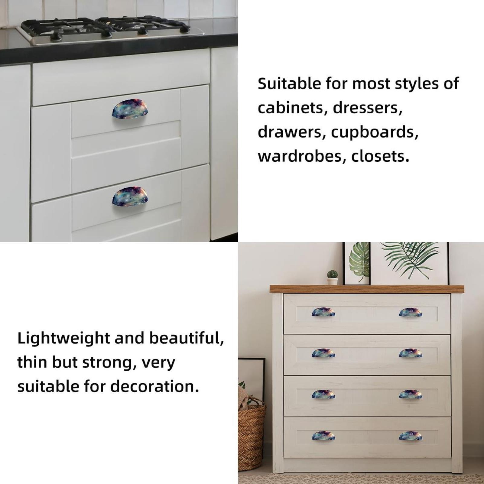 4 PCS Cabinet Cup Pull Galaxy Drawer Handles with Screws for Cabinet Dresser Kitchen Home Hardware Decor