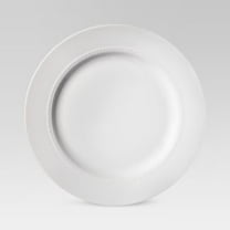11" Porcelain Beaded Rim Dinner Plate White - Threshold: Solid Textured Round Microwave & Dishwasher-Safe