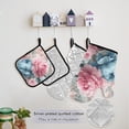 thumbnail image 5 of Pink Blue Peony Flowers Elegant Apron Set with Oven Mitts Pot Holders Set of 5 Kitchen Stuff Accessories, 5 of 6