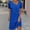 Blue, variant on Spring Dresses for Women 2025 Midi Semi Formal Church Cocktail Dress V Neck Shift Short Sleeve Dresses