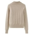 thumbnail image 5 of Women's Sweaters Womens Fall Tops Notched Collar Zip Front Knit Sweater Pullover Long Sleeve Casual Loose Fit Solid Color Top for Autumn Winter, 5 of 6