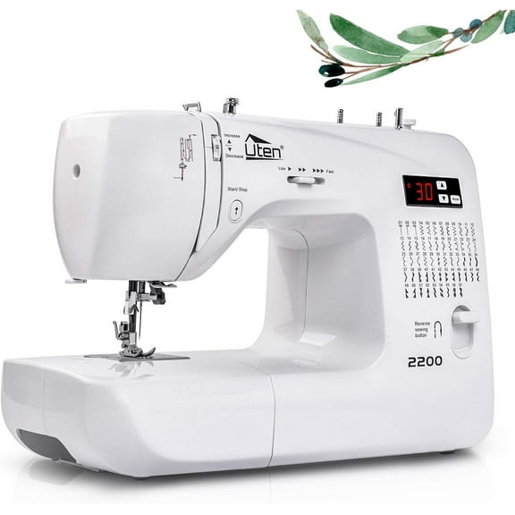 Uten Electric Sewing Machine, 60 Unique Built-in Stitches Computerized with LCD Display, Portable Sewing Machine for Home DIY & Crafting, Includes Free Arm, Foot Pedal, 5 Quick-Change Presser Feet