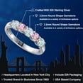thumbnail image 2 of Gem Stone King 925 Sterling Silver Sky Blue Aquamarine and Pink Lab Grown Diamond Wedding-Bands Ring for Women | 0.87 Cttw | Round 3.5MM | Gemstone March Birthstone | Size 9, 2 of 6