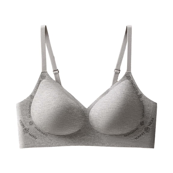 Ahabrexf Women's Solid Color 4 Rows Adjustable Wireless Bra for Women Lingerie Everyday Nylon Hand Wash 1Pc