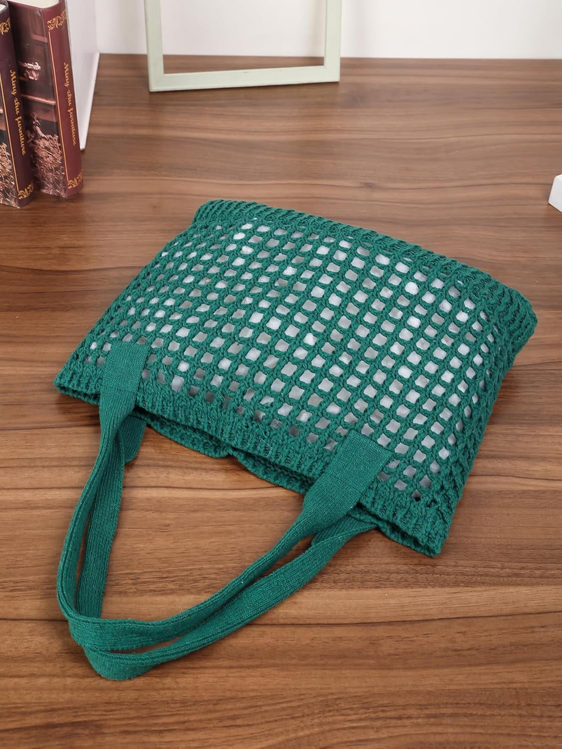 CAILDANL Women's Beach Tote Bag, Crochet Knit Hollow Design, Stylish Tote for Beach,Travel and Everyday Use Aesthetic Handbag