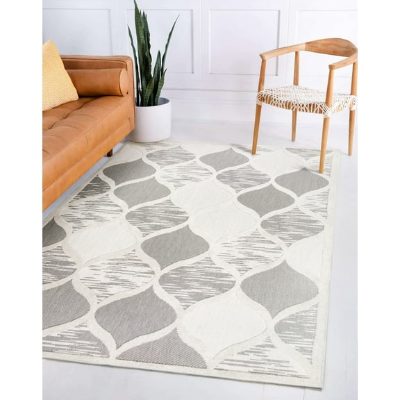 Leick Home 596593 Laurus Quatrefoil Indoor Outdoor Area Rug Rectangle 6'7"x9'6"