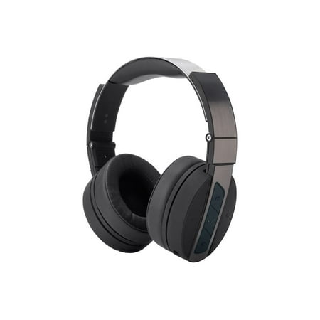 Monoprice Bluetooth Wireless Headphones with Built-In Microphone, Black and Brushed Metal Over Ear Headphones