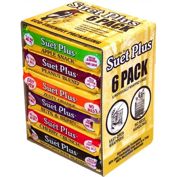 Wildlife Sciences Suet Cake Variety Pack for Wild Birds - Tree-Clinging & Perching Birds - 6 Pack