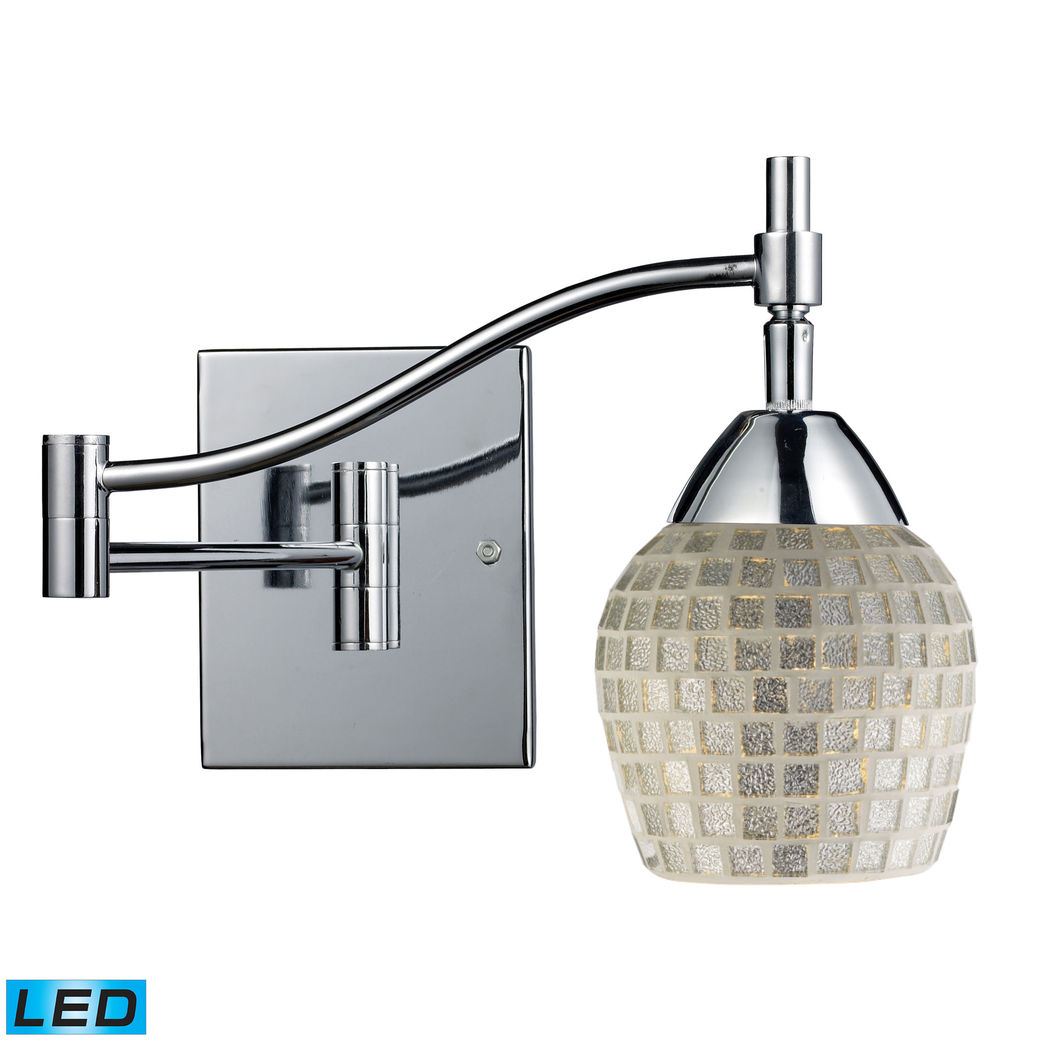 Celina 1Light Swingarm Wall Lamp in Chrome with Silver Glass