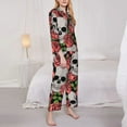 thumbnail image 4 of Disketp Pajamas Set Long Sleeve Sleepwear Womens Button Down Nightwear Pj Sets-Skull And Roses, 4 of 9