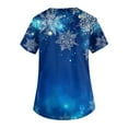 thumbnail image 3 of WonderWiz Womens Christmas Scrub Tops Funny Printed V Neck Short Sleeve Shirts Stretch Medical Nursing Uniform with Pockets Blue 4XL, 3 of 4