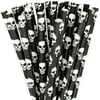 Just Artifacts Premium Biodegradable Paper Straws (100pcs, Black Scary Skulls)