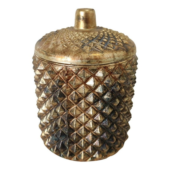 A & B Home Diamond Textured Soy Wax Candle With Bronze Antique Mercury 77631