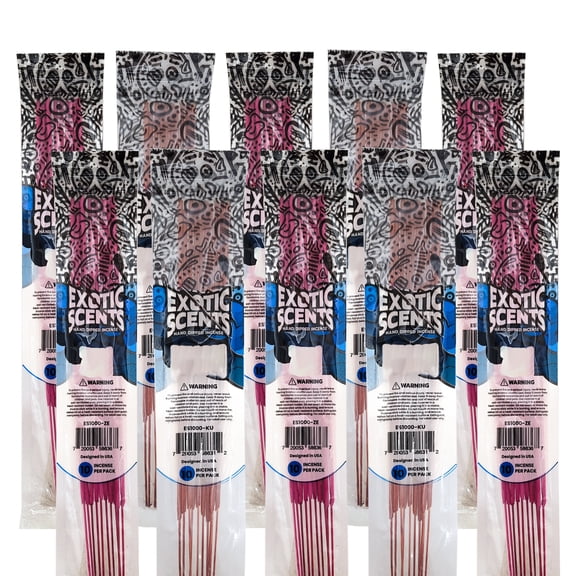 Exotic Scents 11" Hand Dipped Incense 10-Pack Assorted Scents (10-Sticks Per Pack)