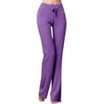 thumbnail image 2 of Purple Trousers Pants for Women, Polyester Casual Pants for Women, Trousers Women, Wide Leg Dress Pants for Women, Solid Color Weekend Solid Color Elastic Waist Pants for Women, 2 of 6