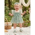 thumbnail image 4 of Yuemengxuan Baby Girl Summer Outfit Floral Fly Sleeve Tulle Romper Dress Bow Headband 2 Piece Set, 4 of 9